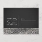 Carte Postale Faire-part Silver Modern Glam Sequins Chic Enregistrer la dat (Dos)