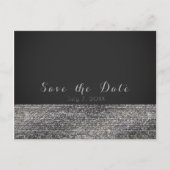 Carte Postale Faire-part Silver Modern Glam Sequins Chic Enregistrer la dat (Devant)
