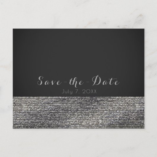 Carte Postale Faire-part Silver Modern Glam Sequins Chic Enregistrer la dat (Devant)