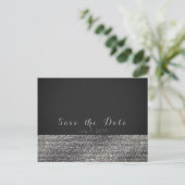 Carte Postale Faire-part Silver Modern Glam Sequins Chic Enregistrer la dat (Debout devant)