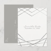 Carte Postale Faire-part Silver Moderne Lignes géométriques Chic Enregistre (Devant / Derrière)