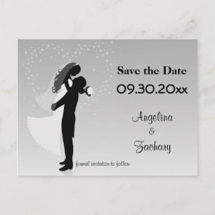 Carte Postale Faire-part Silver Ombre Enregistrer La Date Mariage Post Card