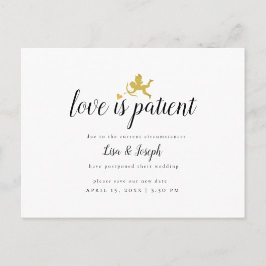 Carte Postale Faire-part Simple Amour Est Changement Patient de Date Report (Devant)