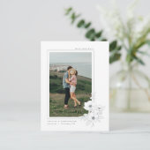 Carte Postale Faire-part Simple Anémone grise blanche Art floral Save the D (Debout devant)