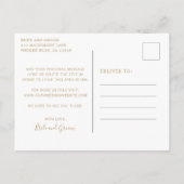 Carte Postale Faire-part Simple Antique Gold Monogramme Mariage Enregistrer (Dos)