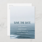 Carte Postale Faire-part Simple Art Waves Beach Wedding Enregistrer la date (Devant / Derrière)