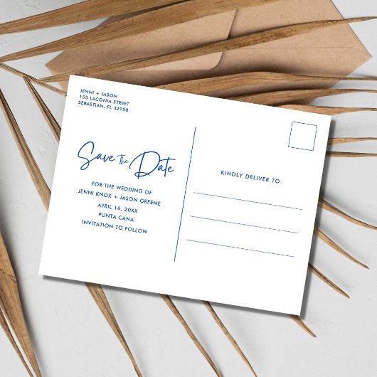 Carte Postale Faire-part Simple Beach Destination Mariage Enregistrer La Da