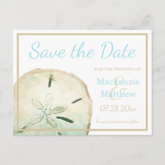 Carte Postale Faire-part Simple Beach Theme Enregistrer la date (Devant)
