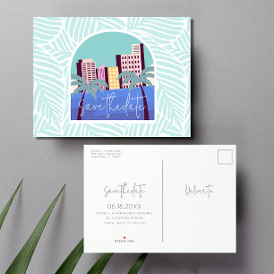 Carte Postale Faire-part Simple Beach Wedding Budget Économisez la date