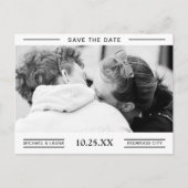 Carte Postale Faire-part Simple Black and White Couple Photo Enregistrer la (Devant)