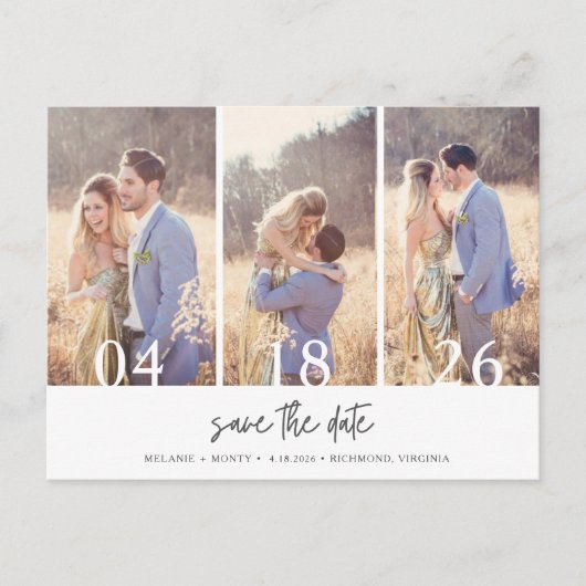 Carte Postale Faire-part Simple budget photo mariage Enregistrer la date (Devant)
