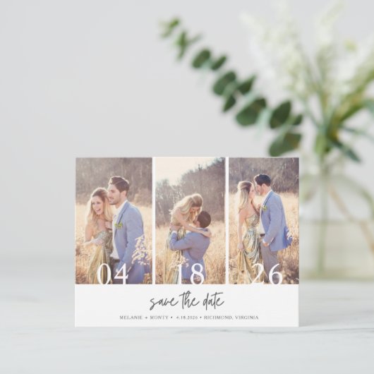 Carte Postale Faire-part Simple budget photo mariage Enregistrer la date (Debout devant)