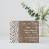 Carte Postale Faire-part Simple Burlap et Dentelle (Debout devant)