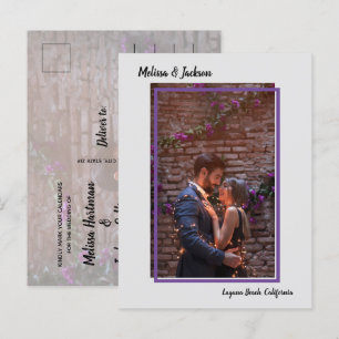 Carte Postale Faire-part Simple Cadre de Bordure Photo Mariage Épargnez la 