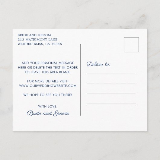 Carte Postale Faire-part Simple Calendrier photo mariage Enregistrer la dat (Dos)