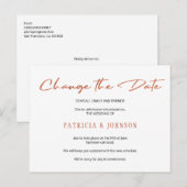 Carte Postale Faire-part Simple changement de date de mariage en écriture o (Devant / Derrière)