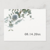 Carte Postale Faire-part Simple chardon bleu rustique Enregistrer la date (Devant)