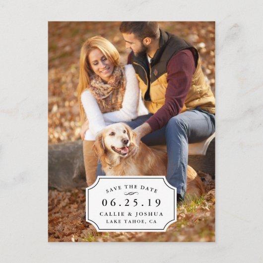 Carte Postale Faire-part Simple Charme Enregistrer la Date (Devant)