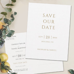 Carte Postale Faire-part Simple Chic Mariage Minimaliste Or Save the Date