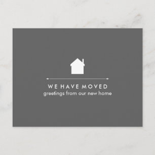 Carte Postale Faire-part Simple Classic Grey et Maison Blanche Nouvelle adr