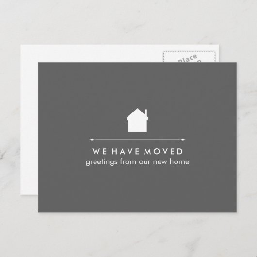 Carte Postale Faire-part Simple Classic Grey et Maison Blanche Nouvelle adr (Devant / Derrière)