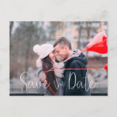 Carte Postale Faire-part Simple Décontracté Script Mariage Photo Enregistre (Devant)