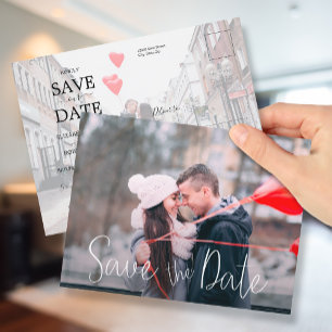 Carte Postale Faire-part Simple Décontracté Script Mariage Photo Enregistre