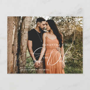 Carte Postale Faire-part Simple deux photo Elegant Enregistrer la date Anno