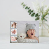 Carte Postale Faire-part Simple Dusty Blue Boy Photo Collage Naissance mode (Debout devant)