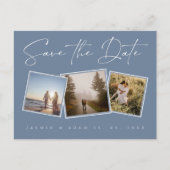 Carte Postale Faire-part Simple Dusty Blue Photo Wedding Enregistrer la dat (Devant)