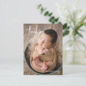 Carte Postale Faire-part Simple élégance moderne Script Merci photo naissan (Debout devant)