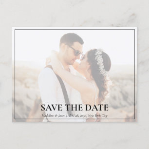 Carte Postale Faire-part Simple Elegant Classic Photo Enregistrer la date