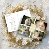 Carte Postale Faire-part Simple Elegant Four Photos Couple in Love