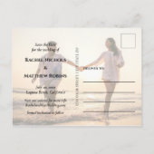 Carte Postale Faire-part Simple Elegant Modern Script Photo Enregistrer la (Dos)