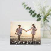 Carte Postale Faire-part Simple Elegant Modern Script Photo Enregistrer la (Debout devant)