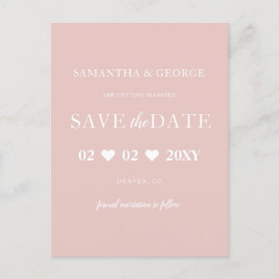 Carte Postale Faire-part Simple Élégant Moderne Blush Save The Date 