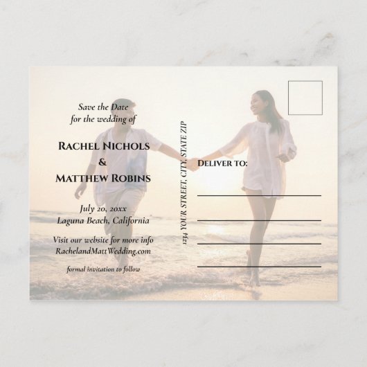 Carte Postale Faire-part Simple Élégant Moderne Écriture Photo Enregistrer (Dos)