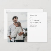 Carte Postale Faire-part Simple Élégant Moderne Photo Mariage Enregistrer l (Devant / Derrière)