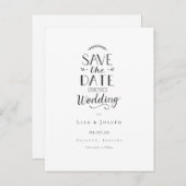 Carte Postale Faire-part Simple élégant noir et blanc Enregistrer la date (Devant / Derrière)