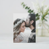Carte Postale Faire-part Simple Élégant Photo de Mariage Enregistrer la Dat (Debout devant)