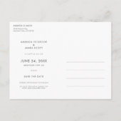 Carte Postale Faire-part Simple Elegant Photo moderne Enregistrer la date M (Dos)