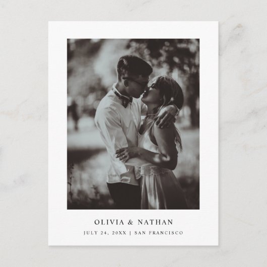 Carte Postale Faire-part Simple Elegant Text and Photo | Save the Date (Devant)