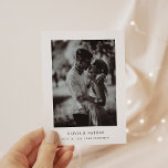 Carte Postale Faire-part Simple Elegant Text and Photo | Save the Date<br><div class="desc">These minimalist and elegant wedding save the date postcards feature modern text on a clean white background with your personal photo. Simple et stylish look.</div>