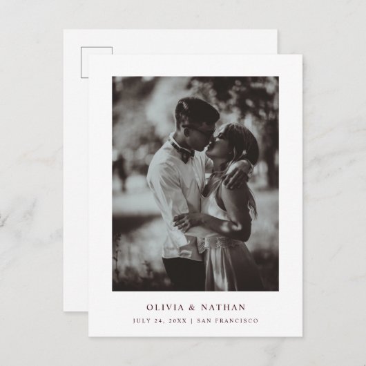 Carte Postale Faire-part Simple Elegant Text and Photo | Save the Date (Devant / Derrière)