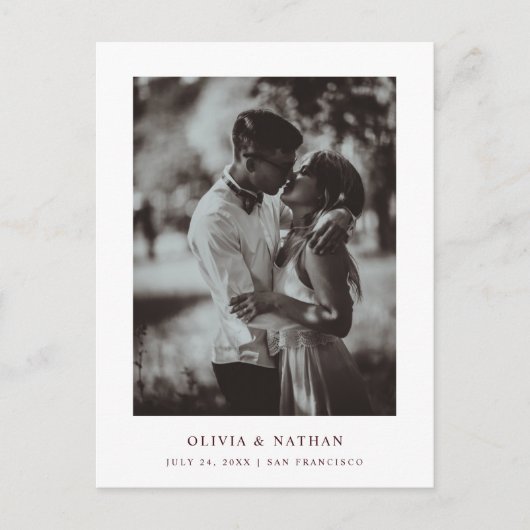 Carte Postale Faire-part Simple Elegant Text and Photo | Save the Date (Devant)