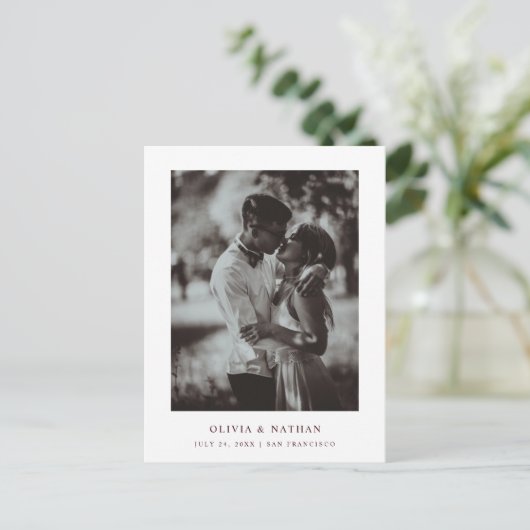 Carte Postale Faire-part Simple Elegant Text and Photo | Save the Date (Debout devant)