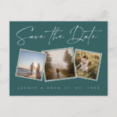 Carte Postale Faire-part Simple Emerald Green Photo Wedding Enregistrer la  (Devant)