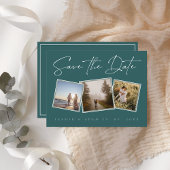 Carte Postale Faire-part Simple Emerald Green Photo Wedding Enregistrer la