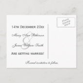 Carte Postale Faire-part Simple enregistrement de la date de tandem noir (Dos)