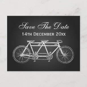 Carte Postale Faire-part Simple Enregistrer La Date Tandem Vélo Noir